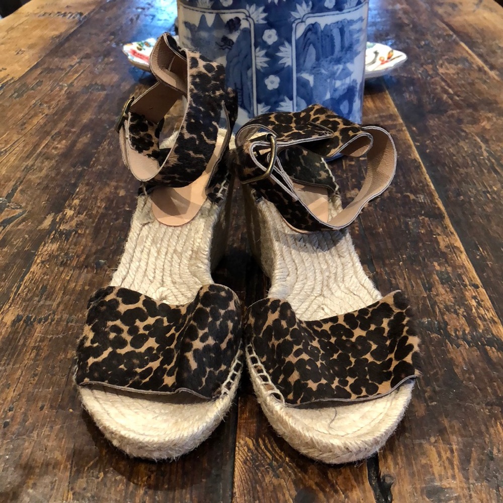 Leopard print wedge espadrilles.